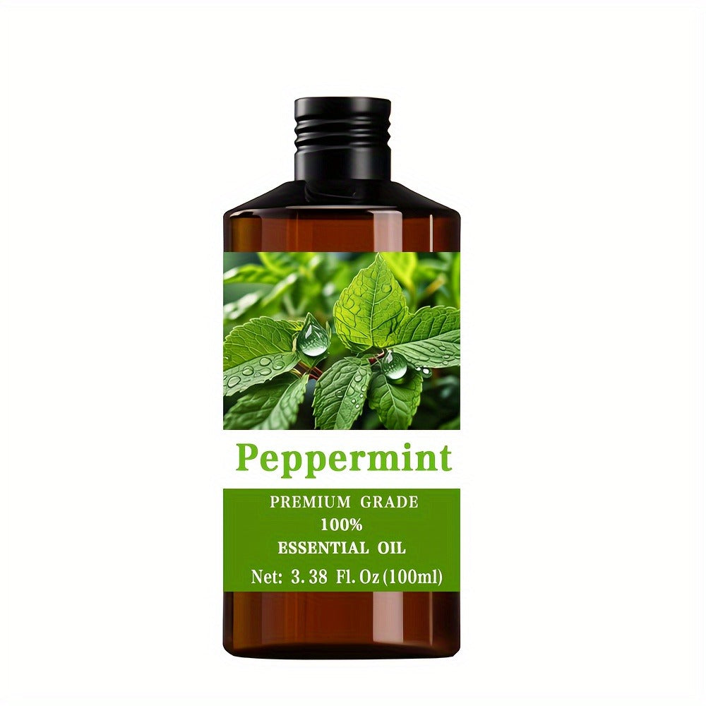 Essential Oil for Diffuser, Peppermint Cool Minty Aroma in 100ml Bottle for Diluted Topical, Diffuser and Massage Use — image