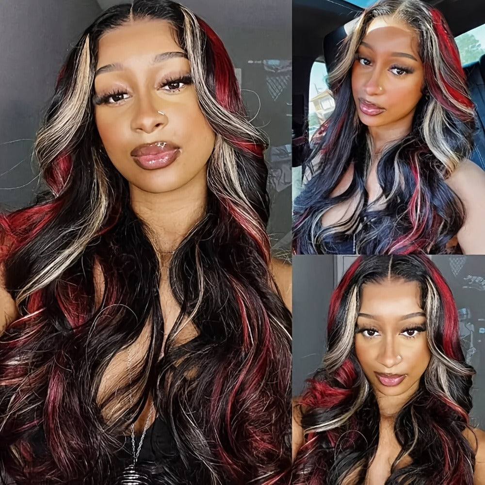 Lace Front Wig 28in Body Wave Highlight Style with 13x4 HD Lace, 180% Density, Combs and Strap — image 3