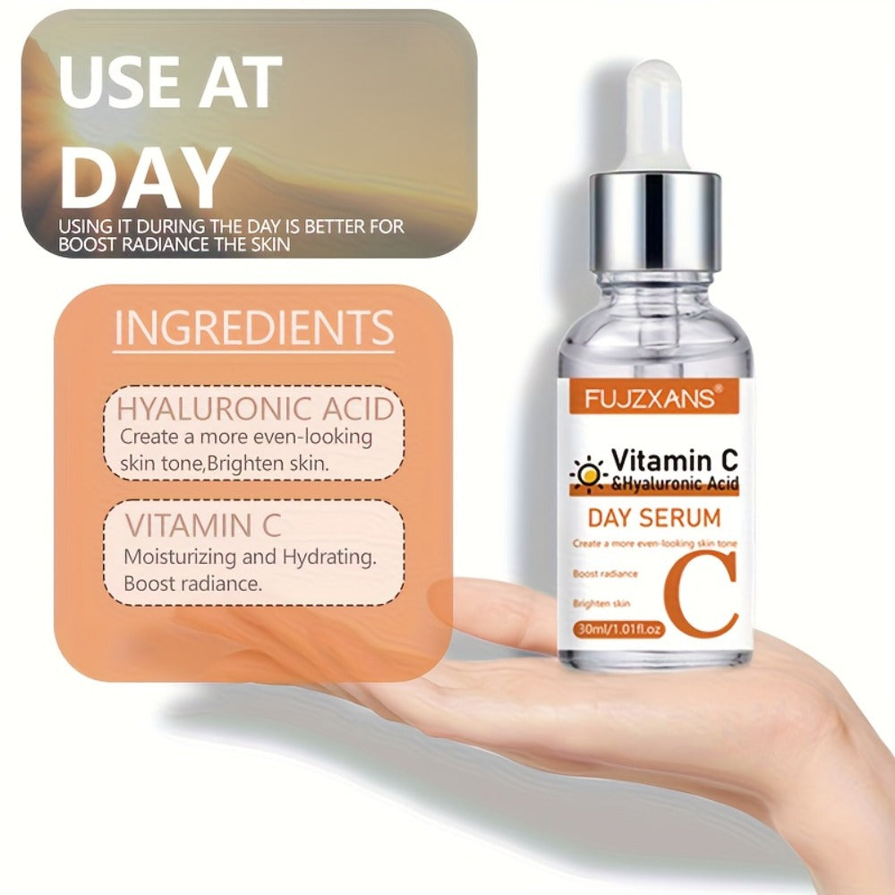 Vitamin C Retinol Hyaluronic Acid Serum Set, 3-Piece Day & Night Dropper Kit with Collagen & Glycerol — image 2