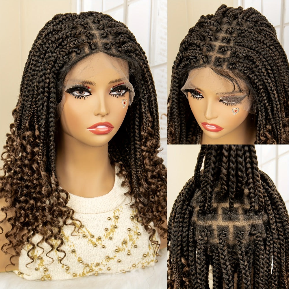Goddess Square-Braid Wig with Curly Ends in 14- or 16-Inch Lengths and Black, Burgundy or Brown Colors — image 14