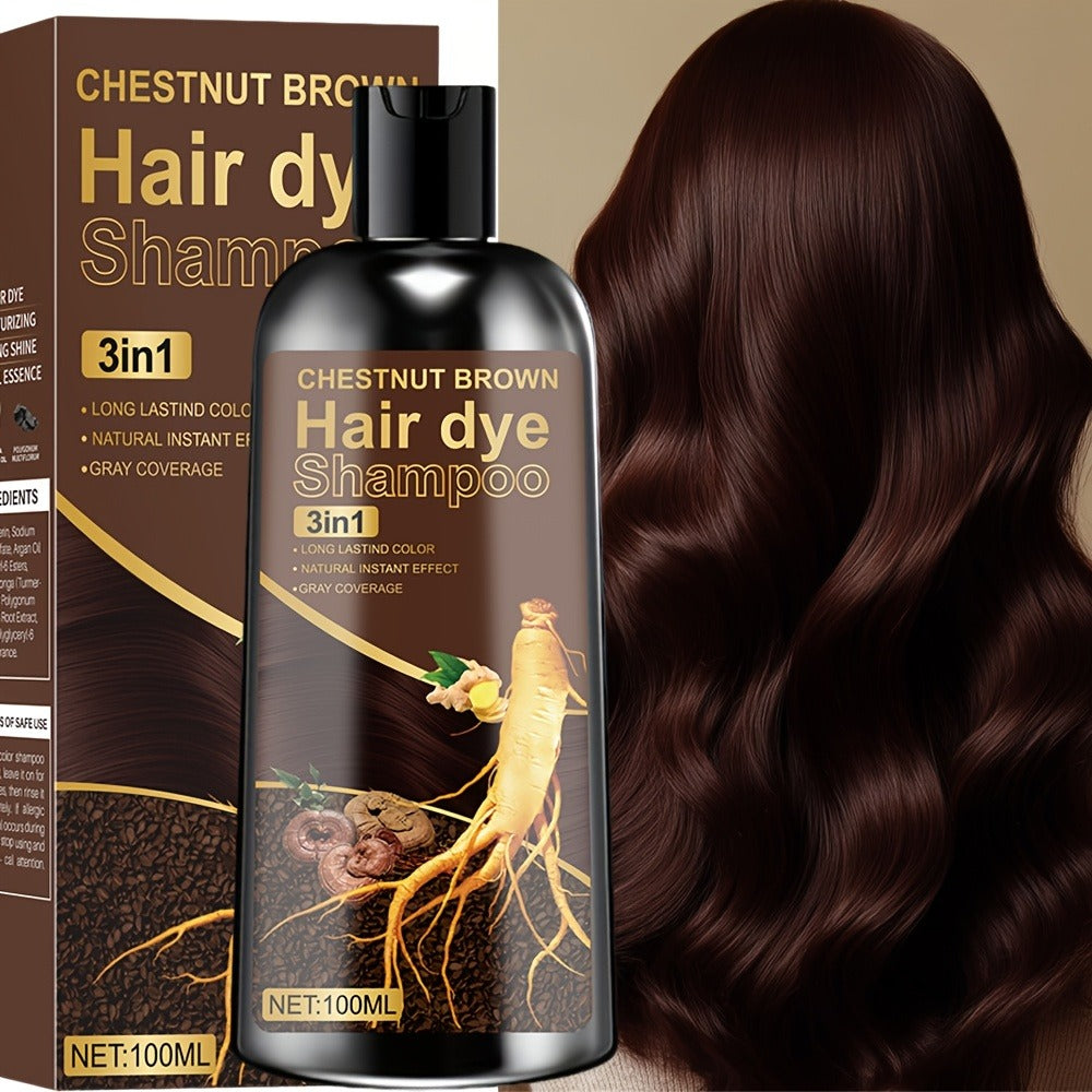 Plant Extract Hair Coloring Shampoo 100ml 3.38oz, Deep Scalp-Safe Gray & White Hair Coverage, Botanical Color — image 3