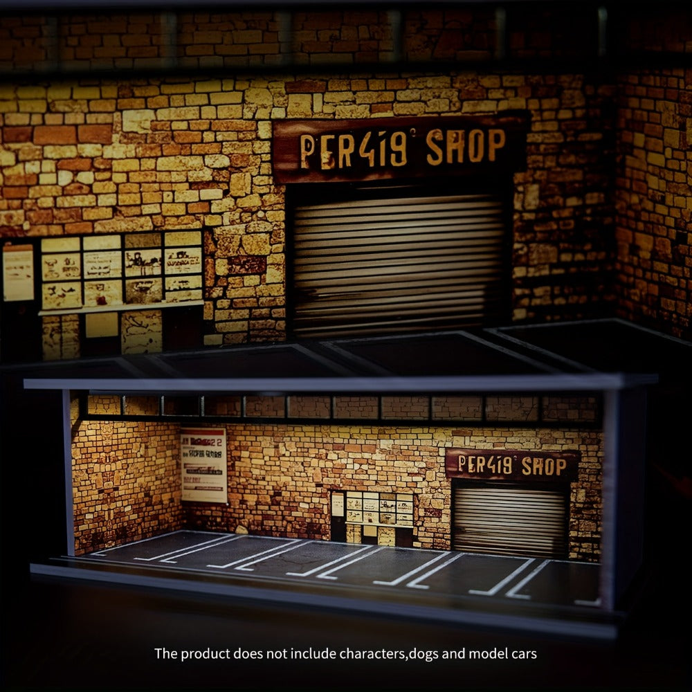 1:64 Diecast Car Display Case with LED Lighted Garage Diorama, Expandable Showcase for 6 Model Cars — image 6