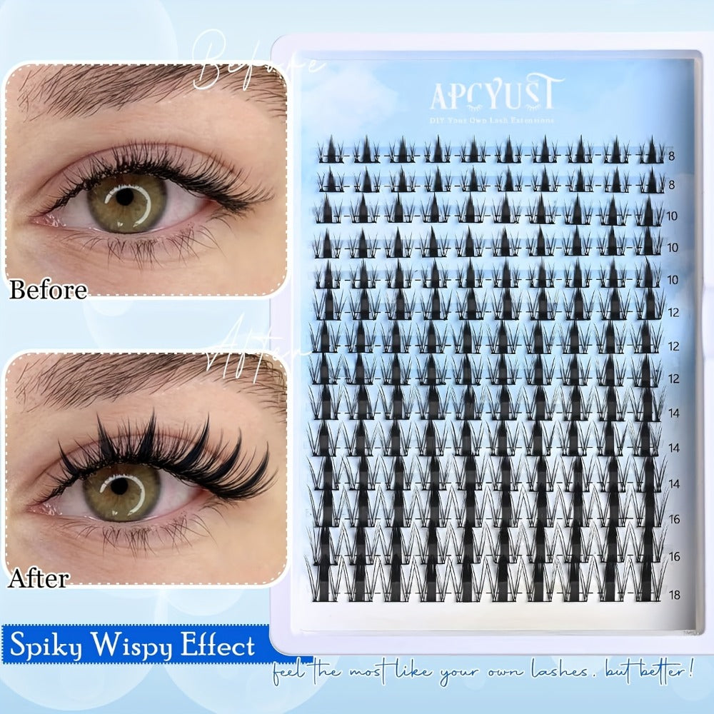 Fairy Lash Clusters Kit in a Spiky Wet-Look Manga Anime C Curl Design for Individual Eyelash Extensions at 8mm-18mm — image 7