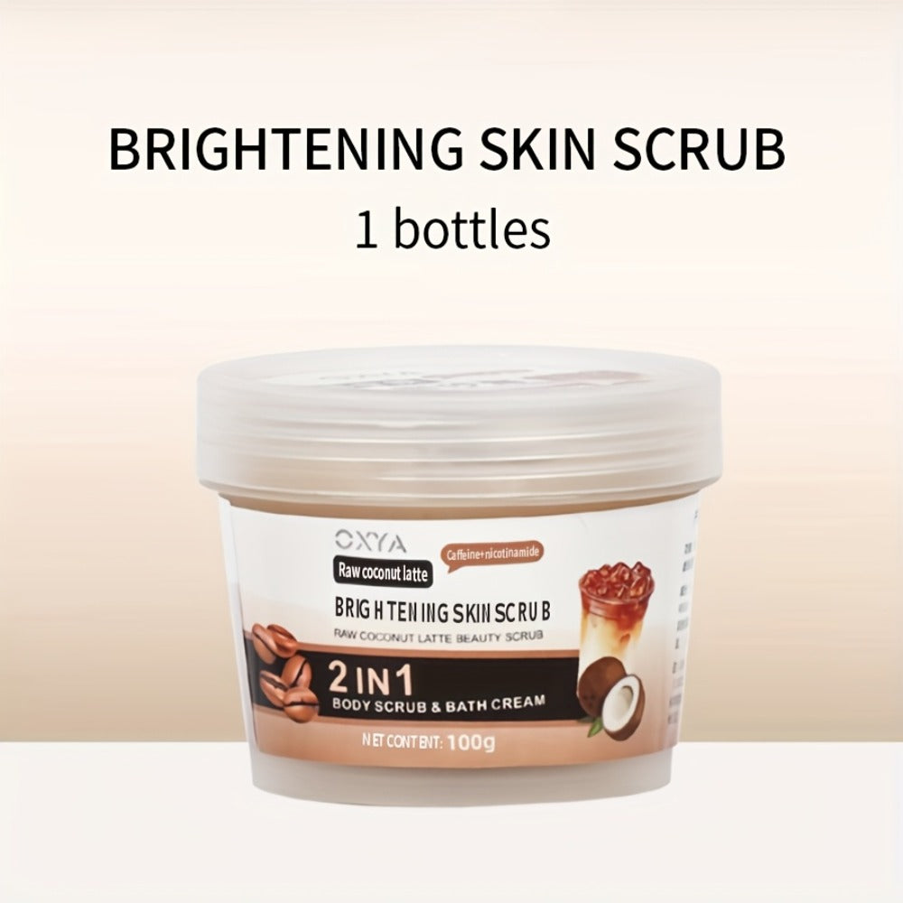 Exfoliating Body Scrub with Coconut Oil & Shea Butter – Raw Coconut Latte Sugar Scrub for Women, Deep Moisturizing Face & Bod