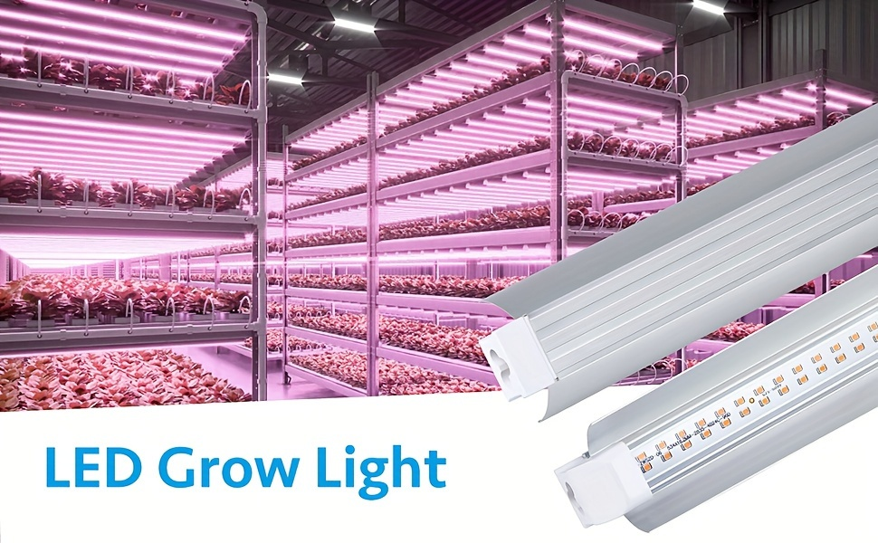 T8 Grow Light Strips 4ft 6-Pack Full Spectrum 270W, Pink White Spectrum LED 1620W Equivalent — image 8