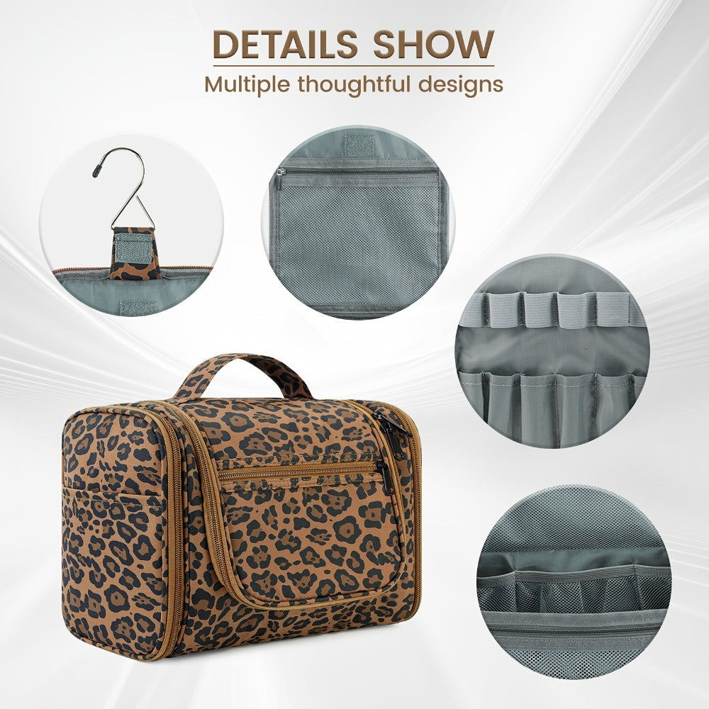 Toiletry Bag, Hanging Multi-Pocket Shower Organizer Metal Hook, Carry Handle and Seven Print — image 3