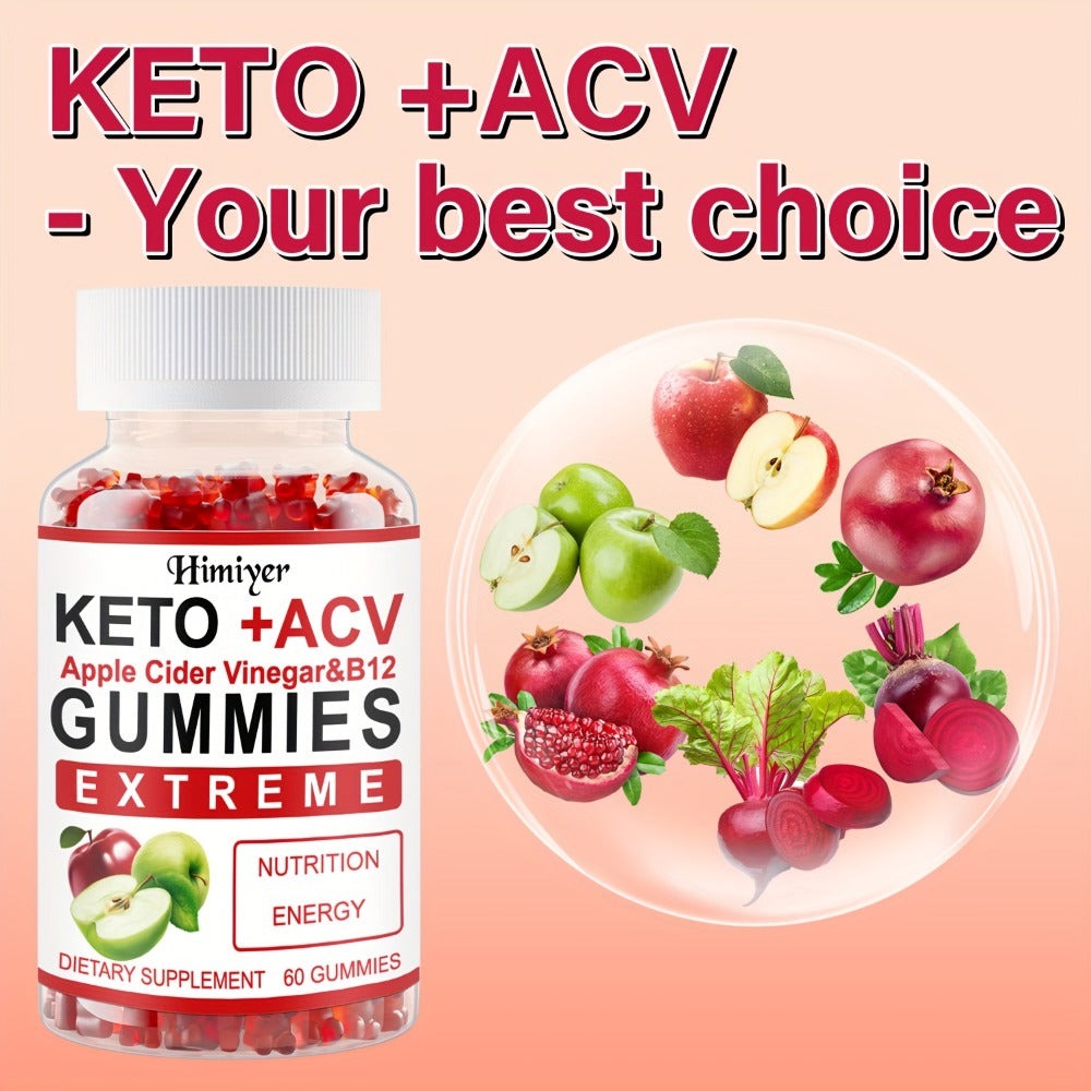 Apple Cider Vinegar Gummies with B12, Pomegranate & Beet Juice Powder, Keto ACV Supplement for Metabolism — image 4