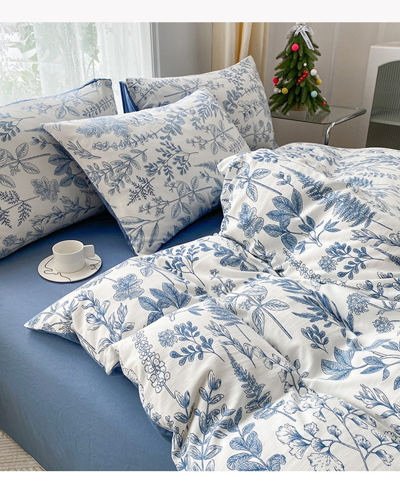 Soft Pastoral Style Double-layer Yarn Four-piece Bedding Set