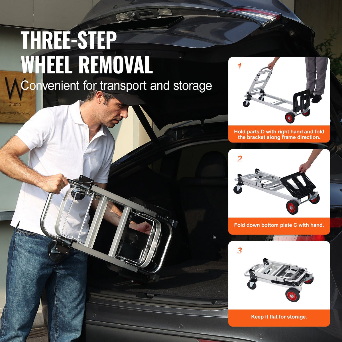 Convertible Folding Hand Truck and Platform Cart with 400 lb Platform and 250 lb Upright Load Labels — image 5