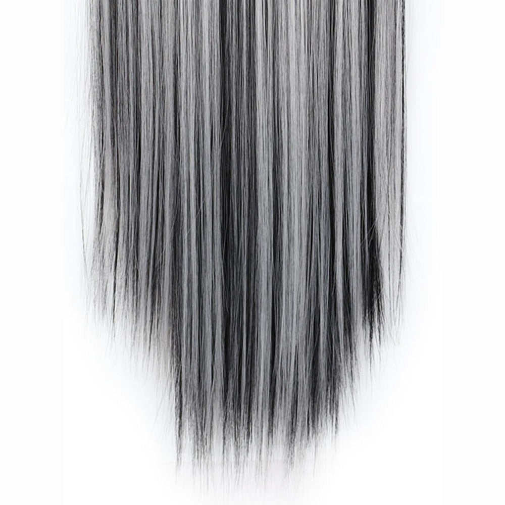 Space Gray Clip In Hair Extensions 6 Piece Set 24 Inch Heat Resistant Synthetic Fiber – Instant Length & Volume for Women | D
