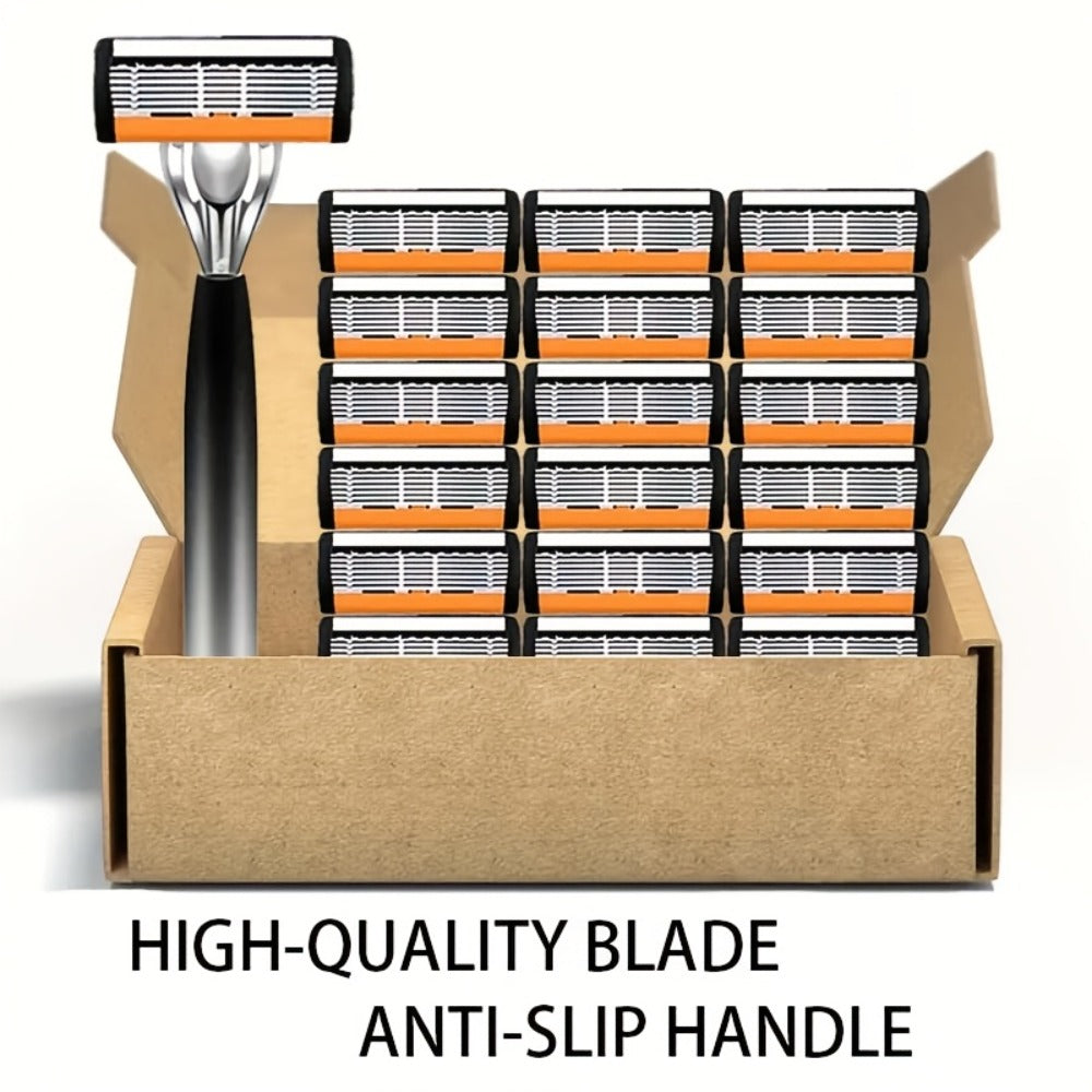 Safety Razor Set for Men 2 Anti-Slip Handles & 24 Ultra-Sharp Replaceable Stainless Steel Blades – Smooth Painless Close Shav