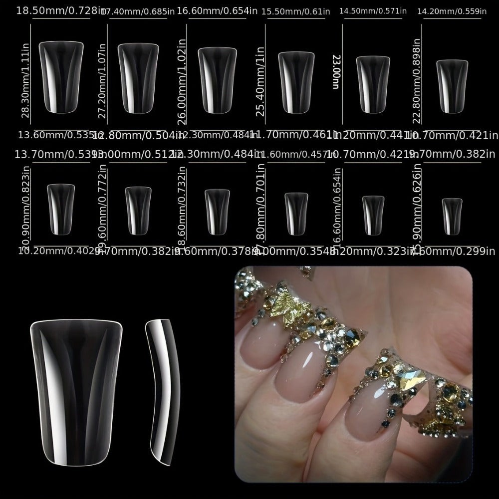 Press On Nails 10-Piece Duckbill Acrylic Set with White French, Floral and AB Shimmer Designs in S, M or L — image 6