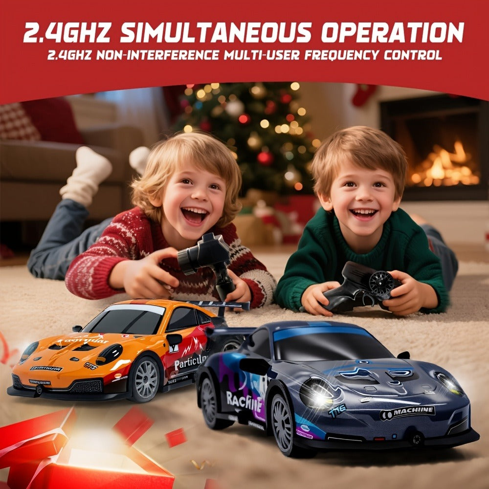 Alloy RC Drift Car 1:24 Scale 4WD 28KM/H with Drift Tires LED Lights Barricades & 2 Batteries — image 11