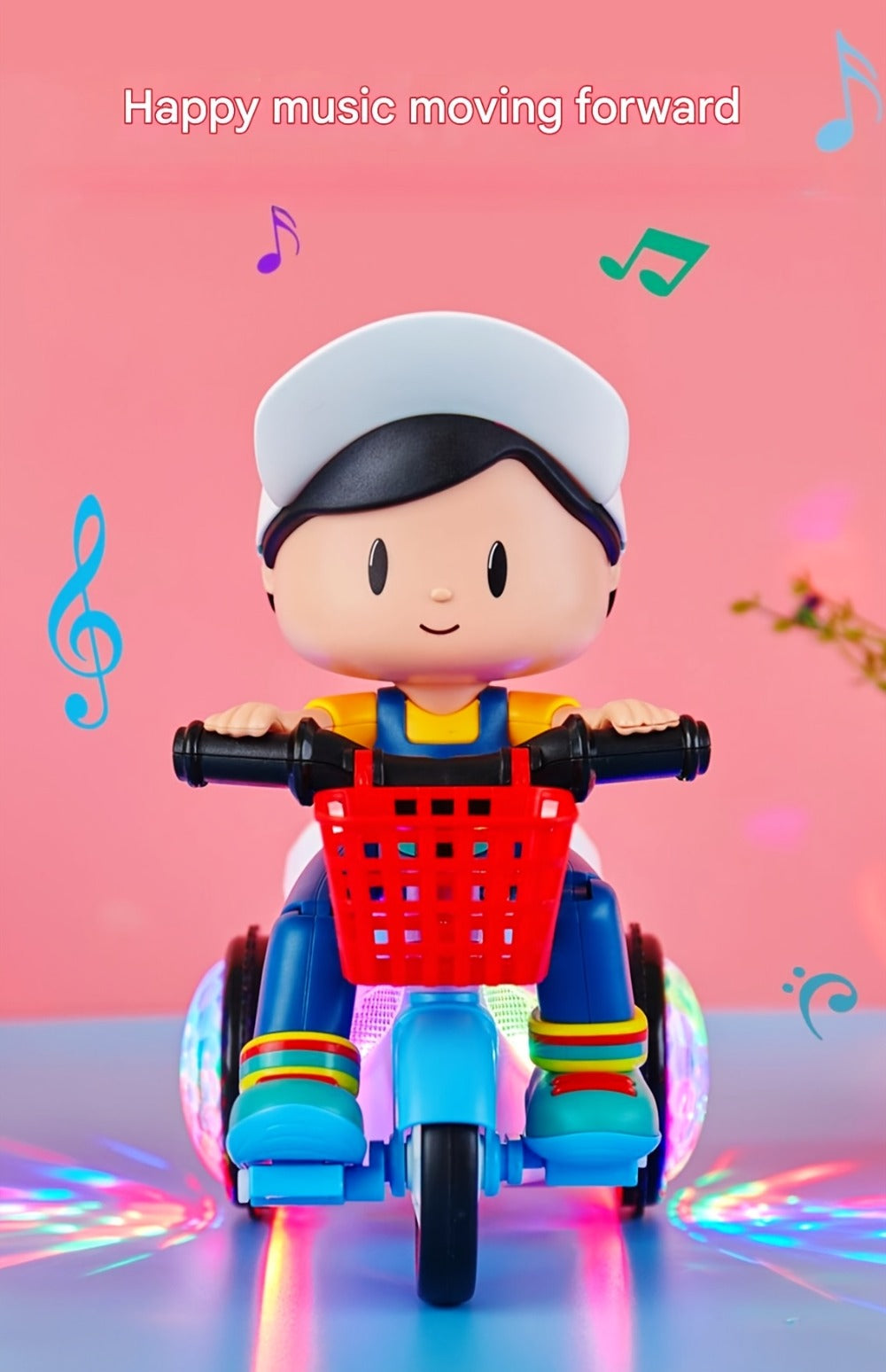 Kids Electric Tricycle Toy Motorcycle with 360° Rotation & Luminous Lights, Push & Power Dual-Mode Stunt Vehicle for Toddlers