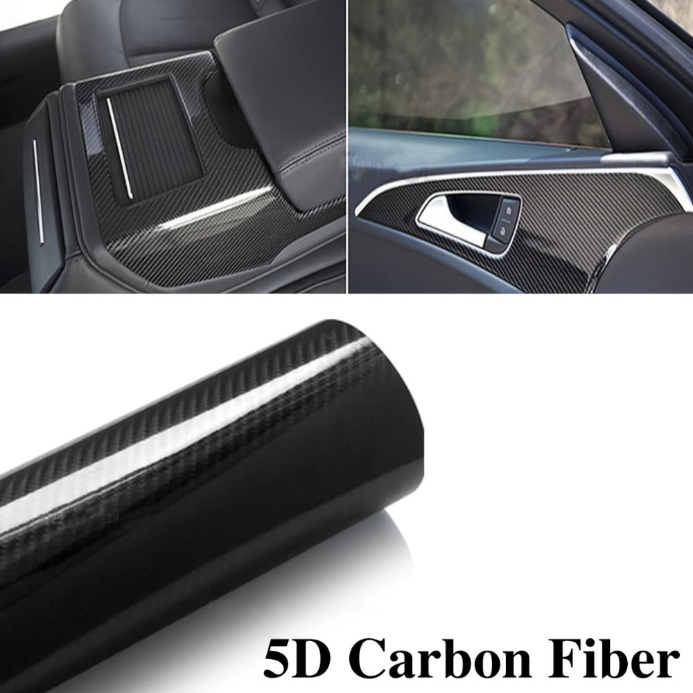 5D Carbon Fiber Vinyl Wrap 50cm x 300cm – Self-Adhesive Car Interior Decor Film, UV Protection, Scratch-Resistant, Dashboard 