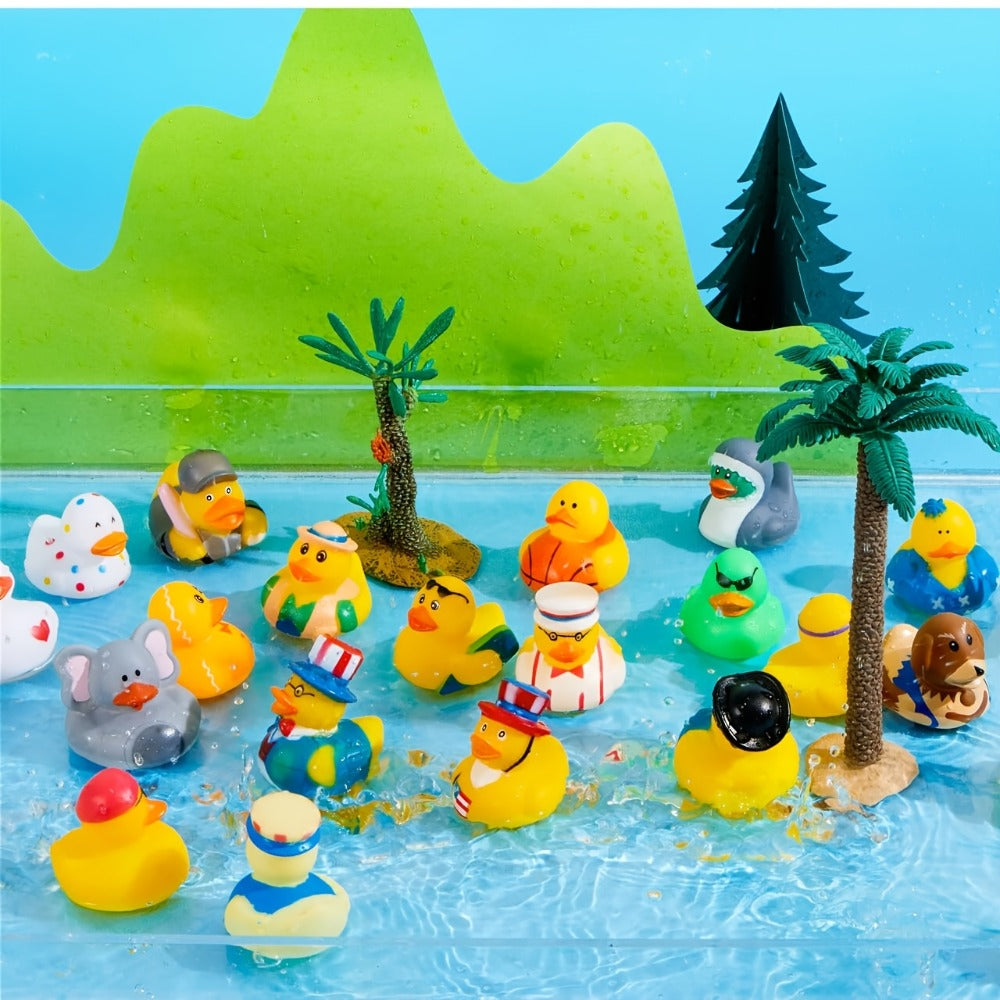 30-Piece Mini Duck Bath Toy Assortment with 2-Inch Character Designs and Mesh Storage Bag Pictured — image 9