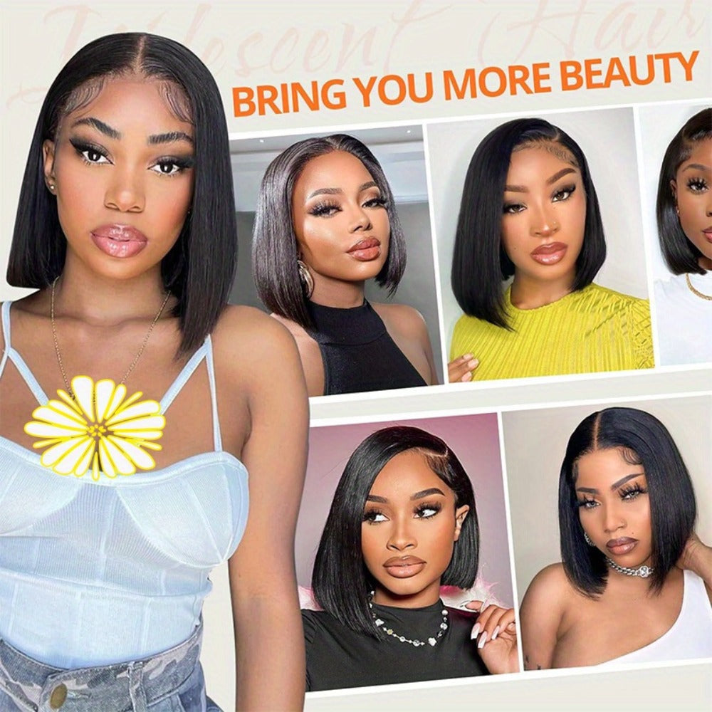 Straight Bob Human-Hair 4x4 Lace Closure Wig in Black with 8, 12, 14 or 16-Inch Length Options — image 18