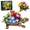 Turtle Flower Planter Building Block Set 510 Pieces – Cute Turtle Brick Puzzle Decor Toy, Unique Handmade Display Gift for Ki