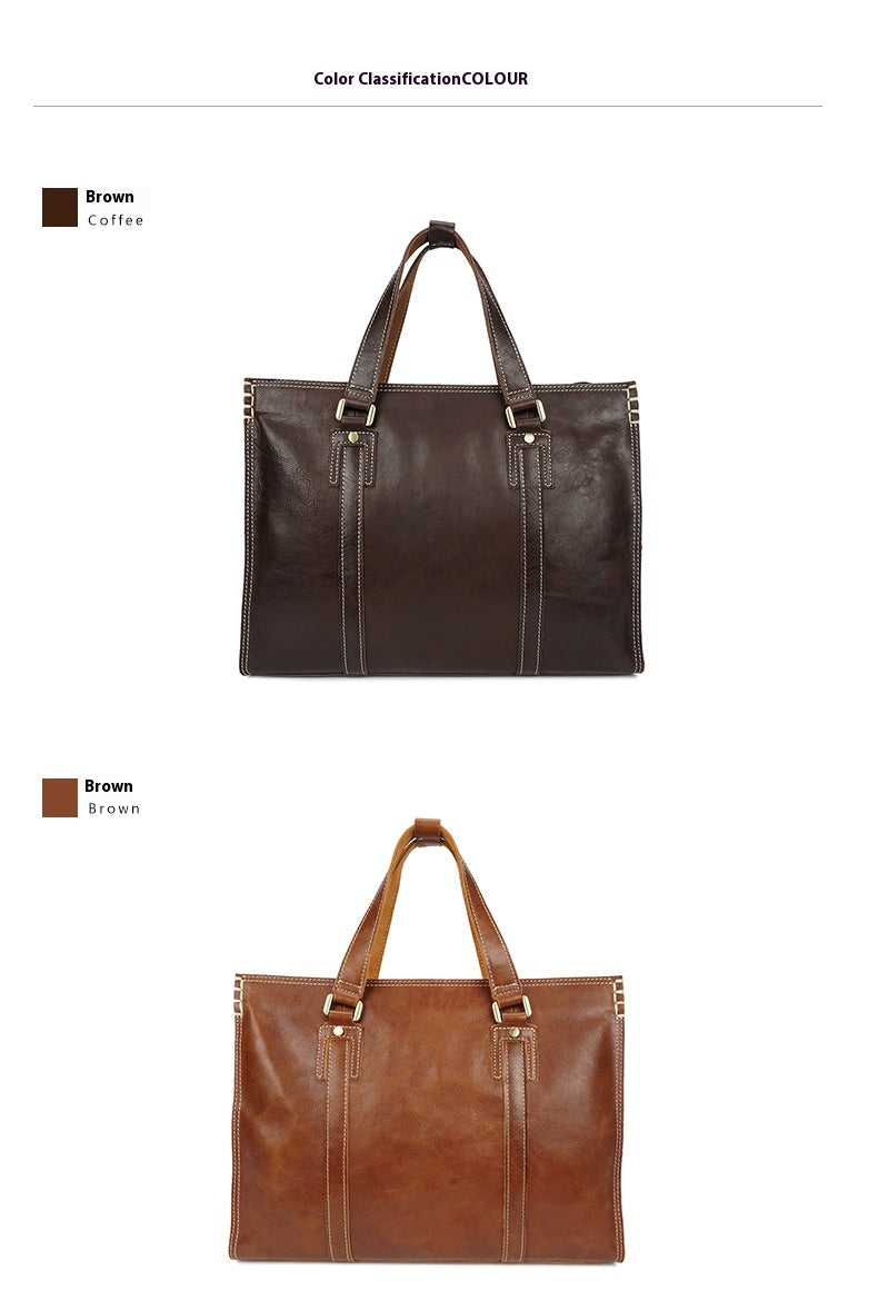 First Layer Cowhide Oily Leather Shoulder Messenger Bag