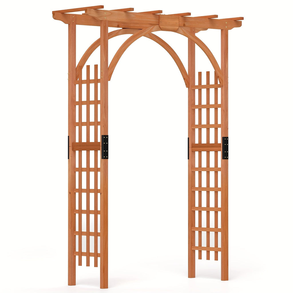 Cedar Wood Arbor 84" Double Lattice Garden Arch Pergola Trellis for Garden, Patio and Yard Use — image 1