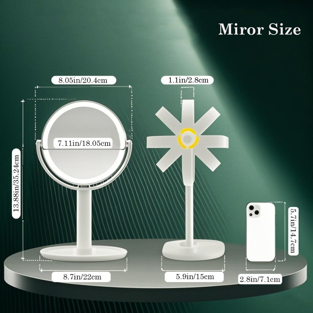 Makeup Mirror with Lights, 8-Inch Dual-Sided 1X and 25X with 80 LEDs, Three Light Colors, Touch Control and USB-C Charging — 