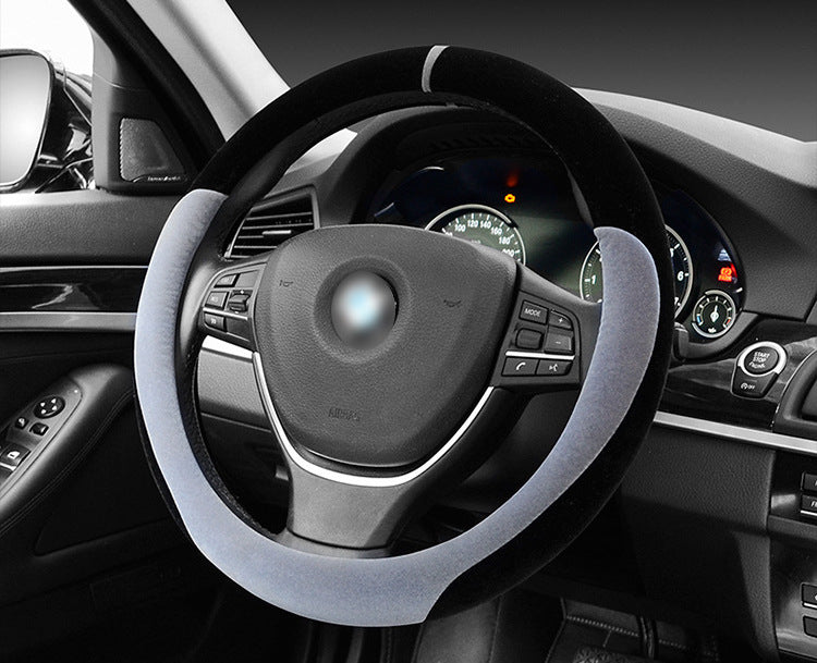 Winter short plush flocking steering wheel cover