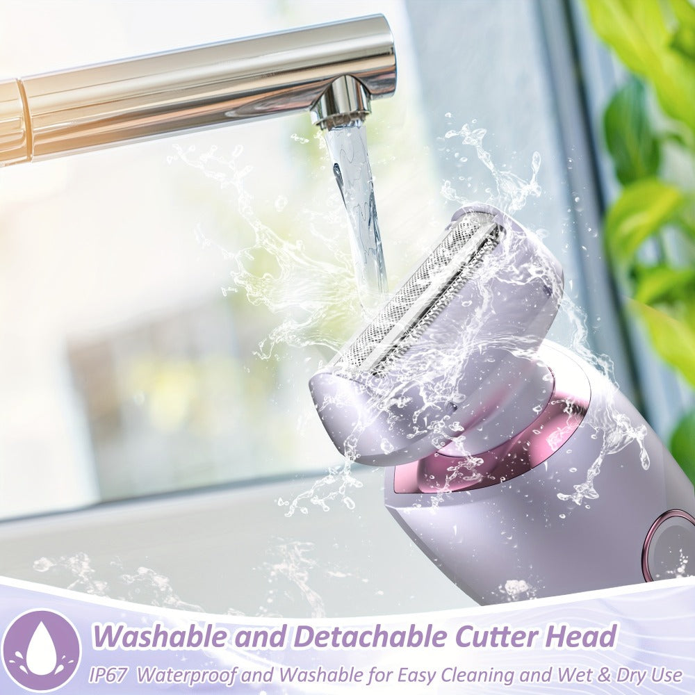 Electric Shaver Bikini Razor with Stainless Steel Blade, Rechargeable Power and Waterproof Wet/Dry Use in Purple — image 6