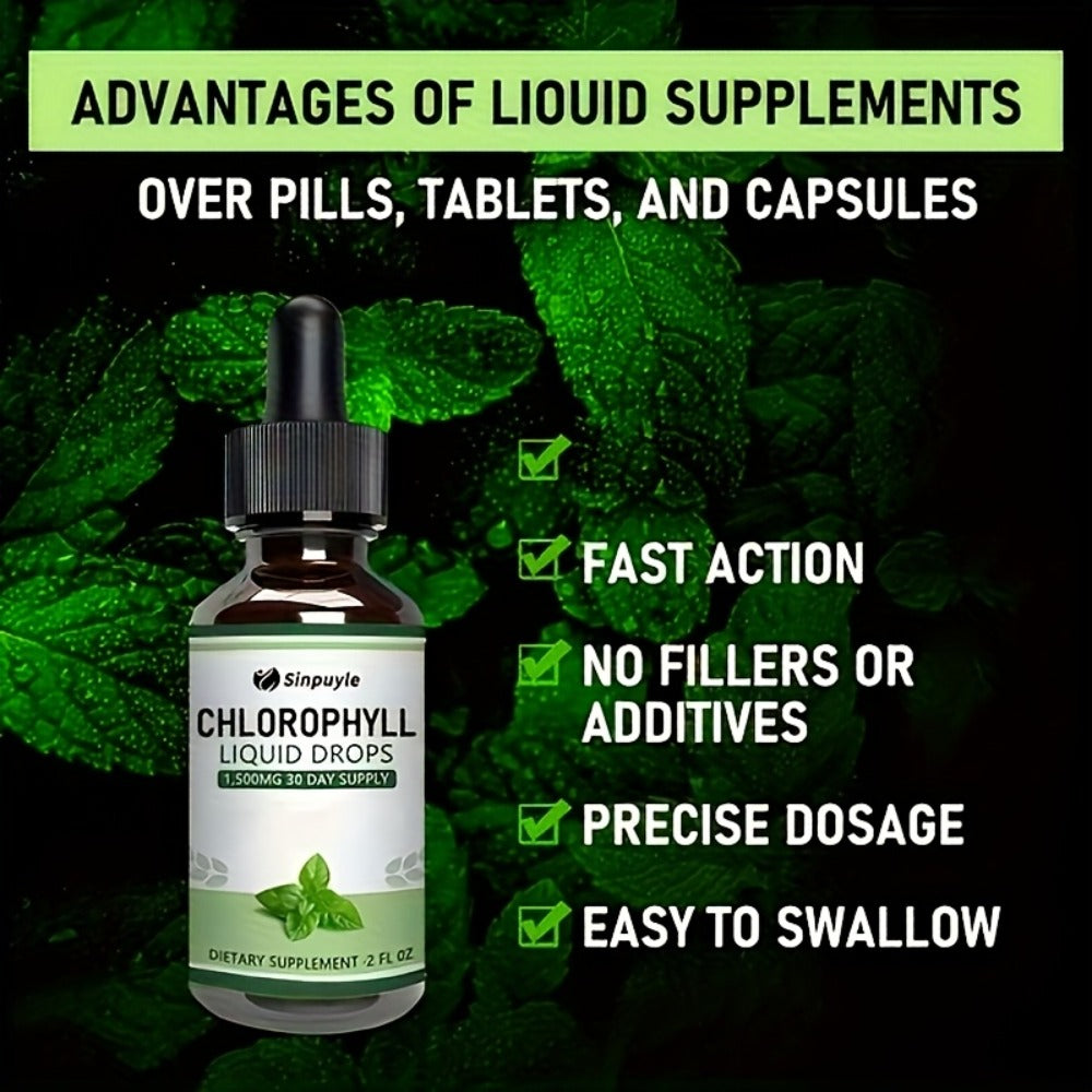 Chlorophyll Liquid Drops, Immune Support, Internal Deodoriser & Skin Health Supplement, Natural Mint Flavour — image 7