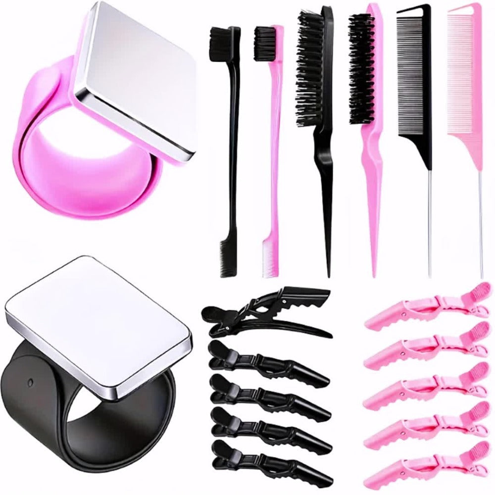 Hair Sectioning Clips 18-Piece Set with Crocodile Clips, Silicone Patting Separator & Curling Wrist Bracelet – Salon Perming 