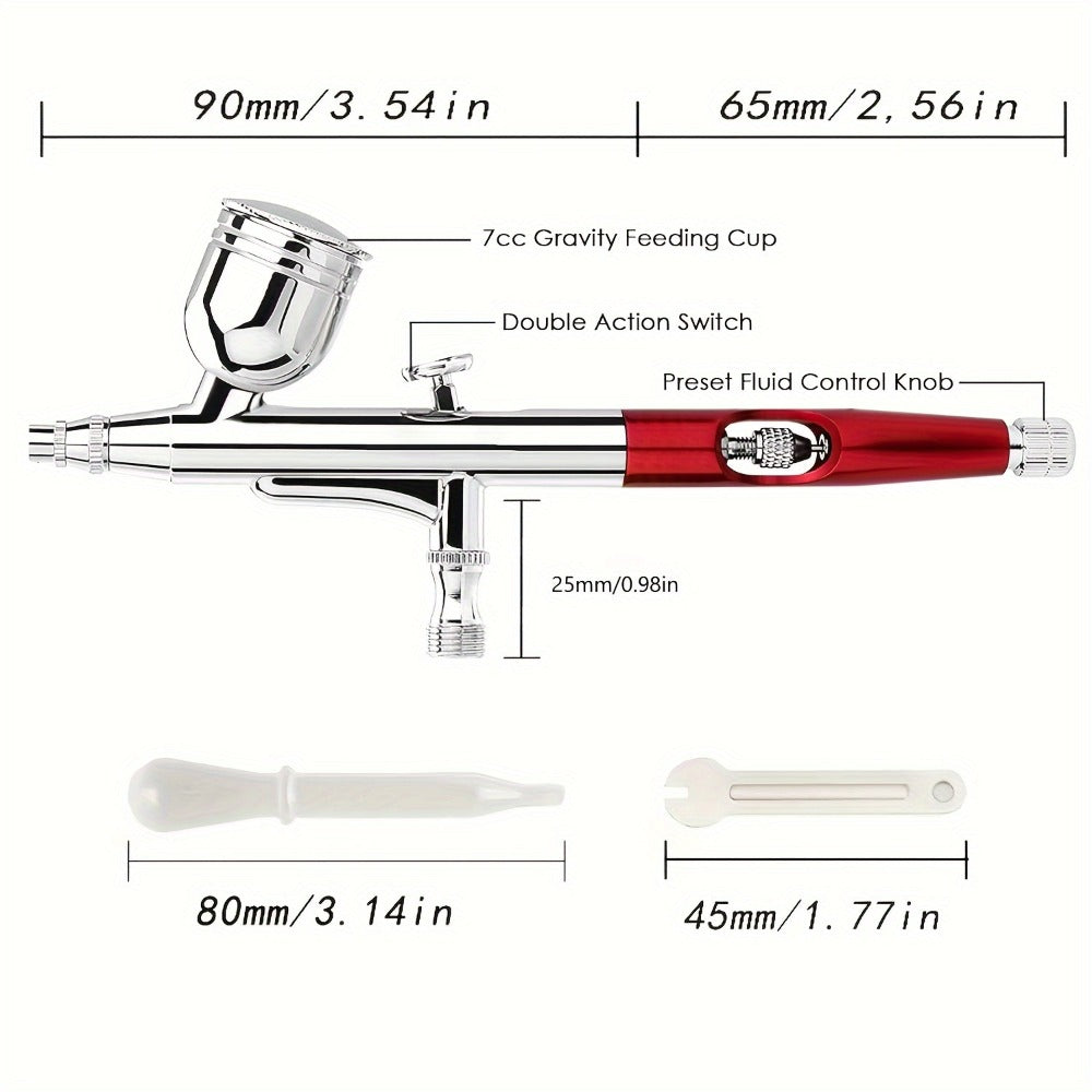 Airbrush Kit Dual-Action Gravity Feed – 0.3mm & 0.5mm Needle Sets, 7cc 20cc 40cc Cups, Complete Air Brush Gun Set for Nails, 