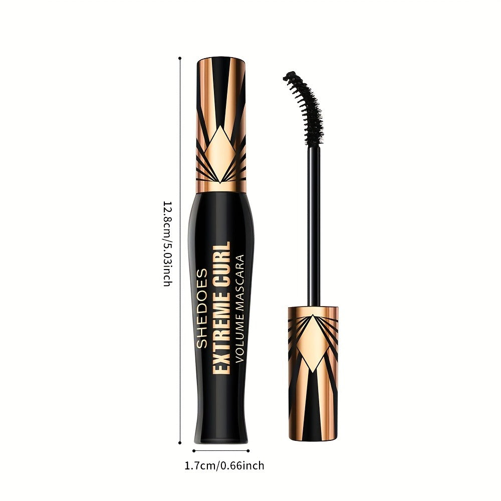 Black Mascara Two-Piece Set with Gold Crown-Style Caps and Curved Black Bristle Applicator Wands — image 5