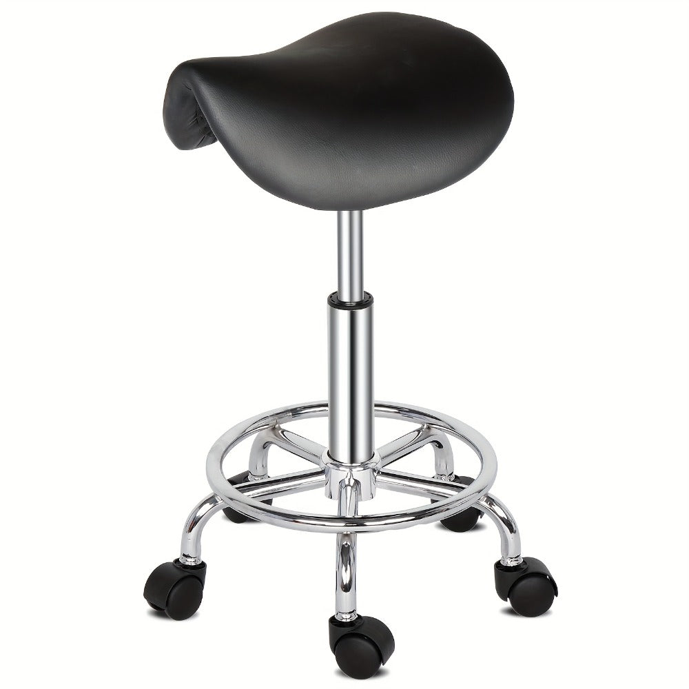 Saddle & Round Salon Stool with Backrest 360-Degree Swivel, Adjustable Height Professional Chair for Salon — image 6