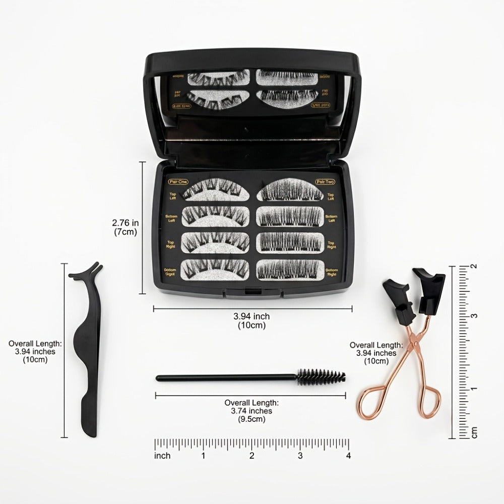 Eight-Piece Black Magnetic False Eyelash Kit with Rectangular Case, Applicator, Tweezers and Brush — image 14