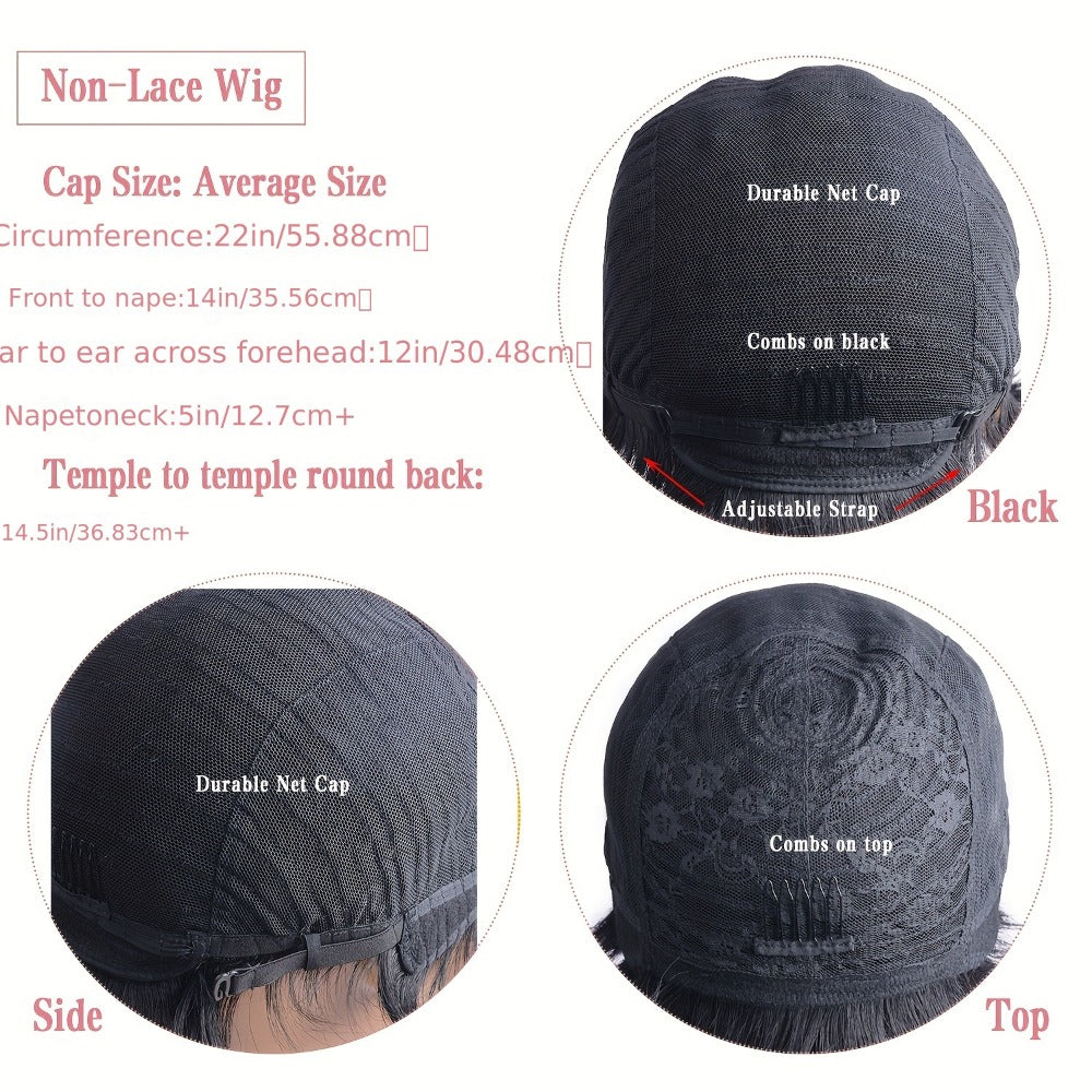 4-Inch Finger Wave Pixie Human Hair Wig with 180% Density, Rose Net Cap and 1B or 613 Color — image 6