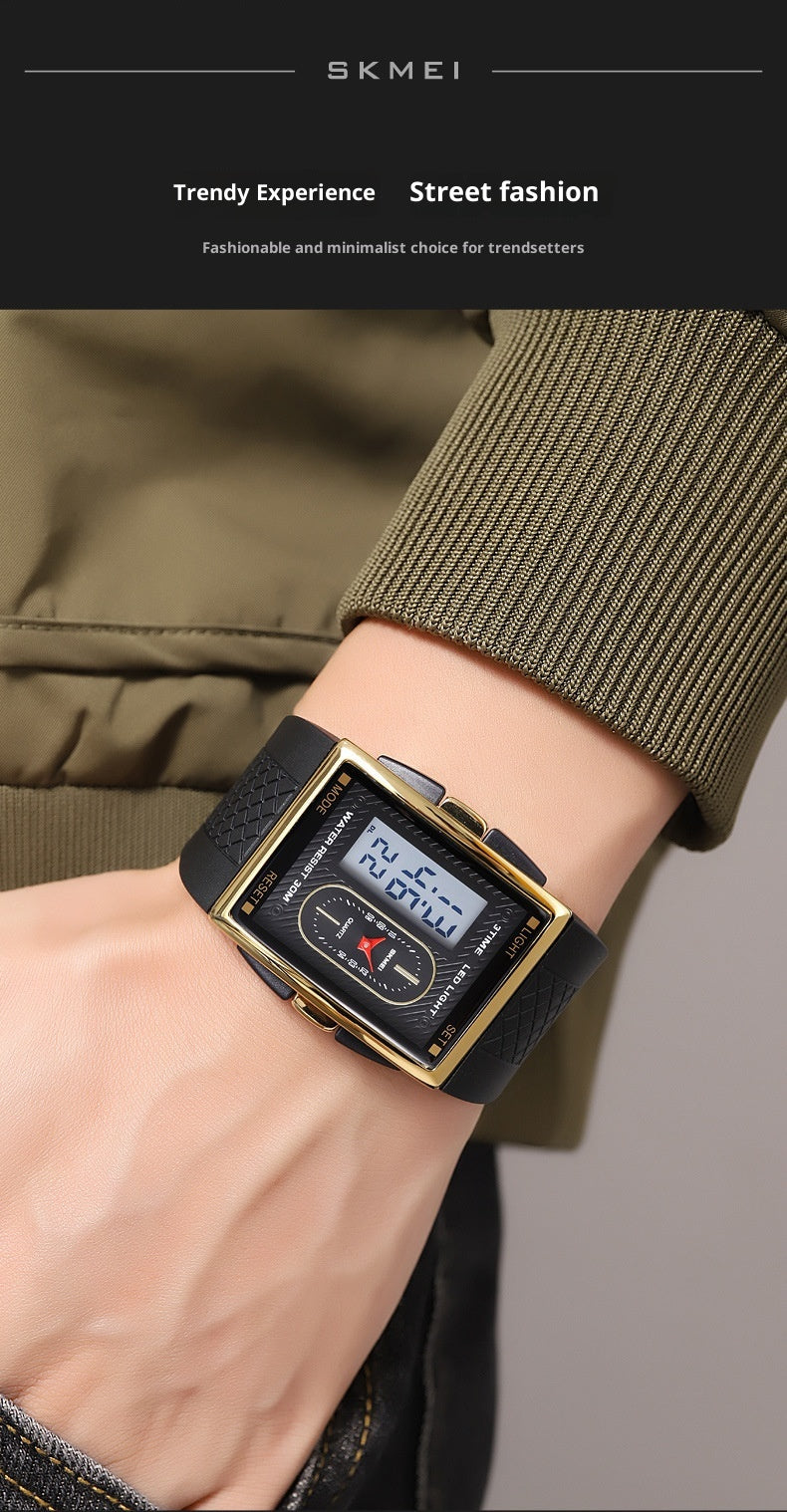 Simple Student Youth Fashion Trend Double Display Multi-functional Sports Waterproof Electronic Watch