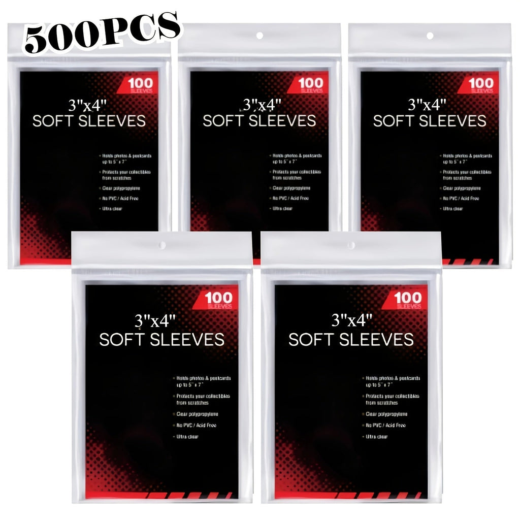 Five-Pack Clear Trading Card Sleeve Set with 100 Soft Sleeves per Pack in Standard 3 x 4-Inch Size — image 8