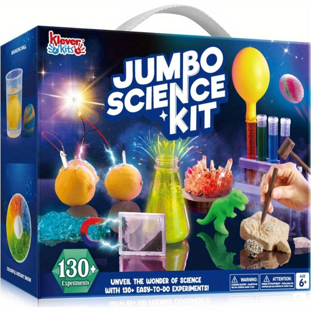 Jumbo Science Kit for Kids 130+ Experiments, STEM Chemistry Set with Crystal Growing Glowing Bulb Fossil Dig Soap Making — im