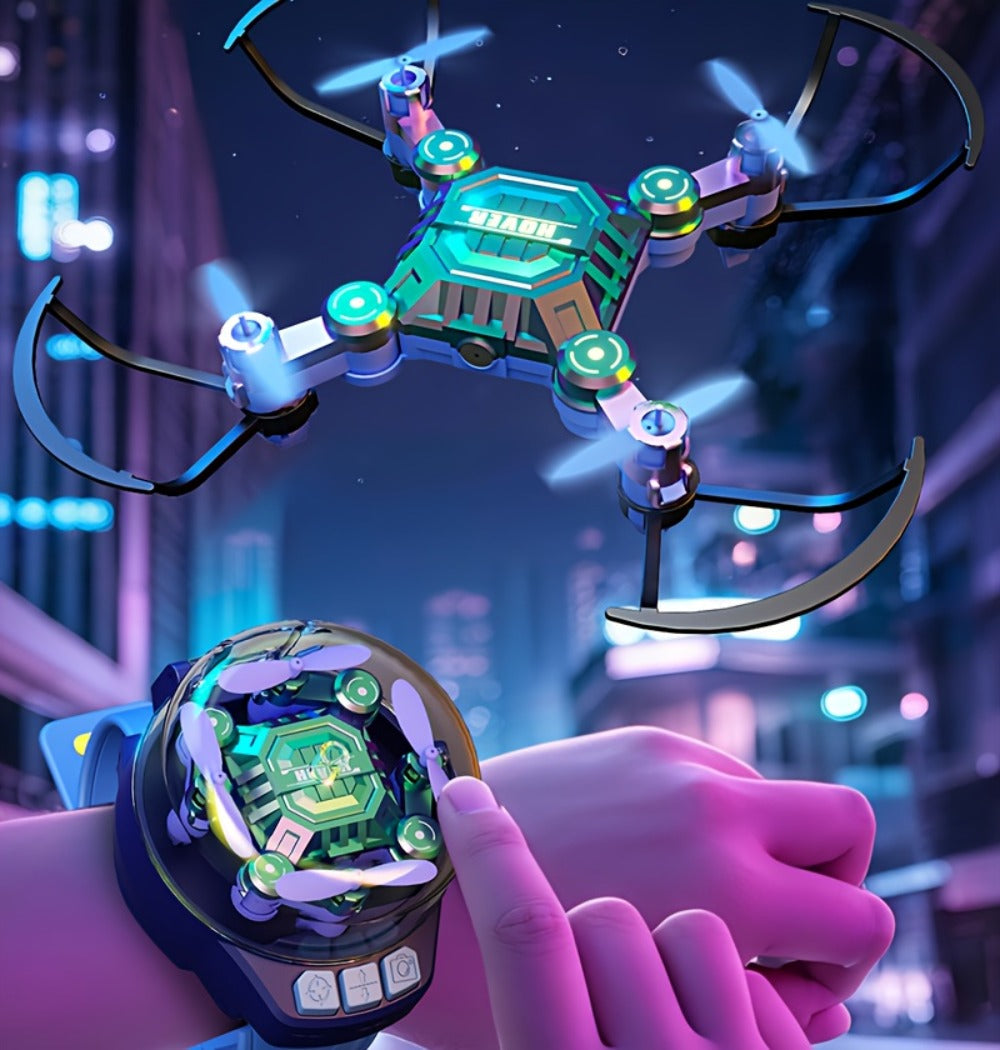 Watch-Controlled Mini RC Drone with Two Rechargeable Batteries in Blue, Green or Black for Indoor Flight — image 11