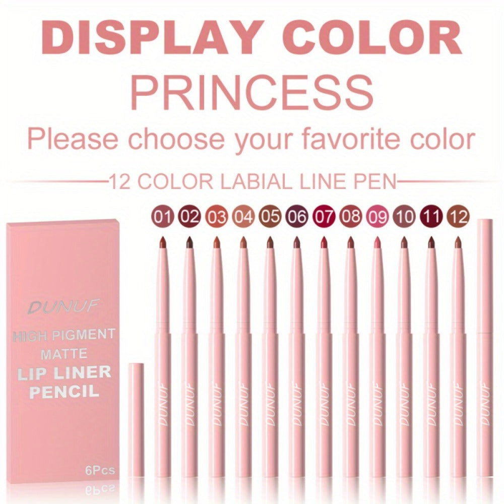Waterproof Lip Liner Set 12 Pcs 2-in-1 Matte Lipstick Pencil Long Lasting Rich Pigment Smooth Glide Lip Color Kit Nude to Bol