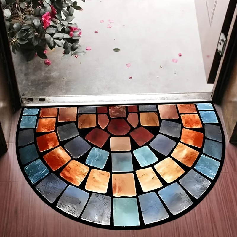 Half-Round Mosaic Bath Mat in Blue or Yellow Microfiber, 16 x 24 and 20 x 32-Inch Size Options — image 8
