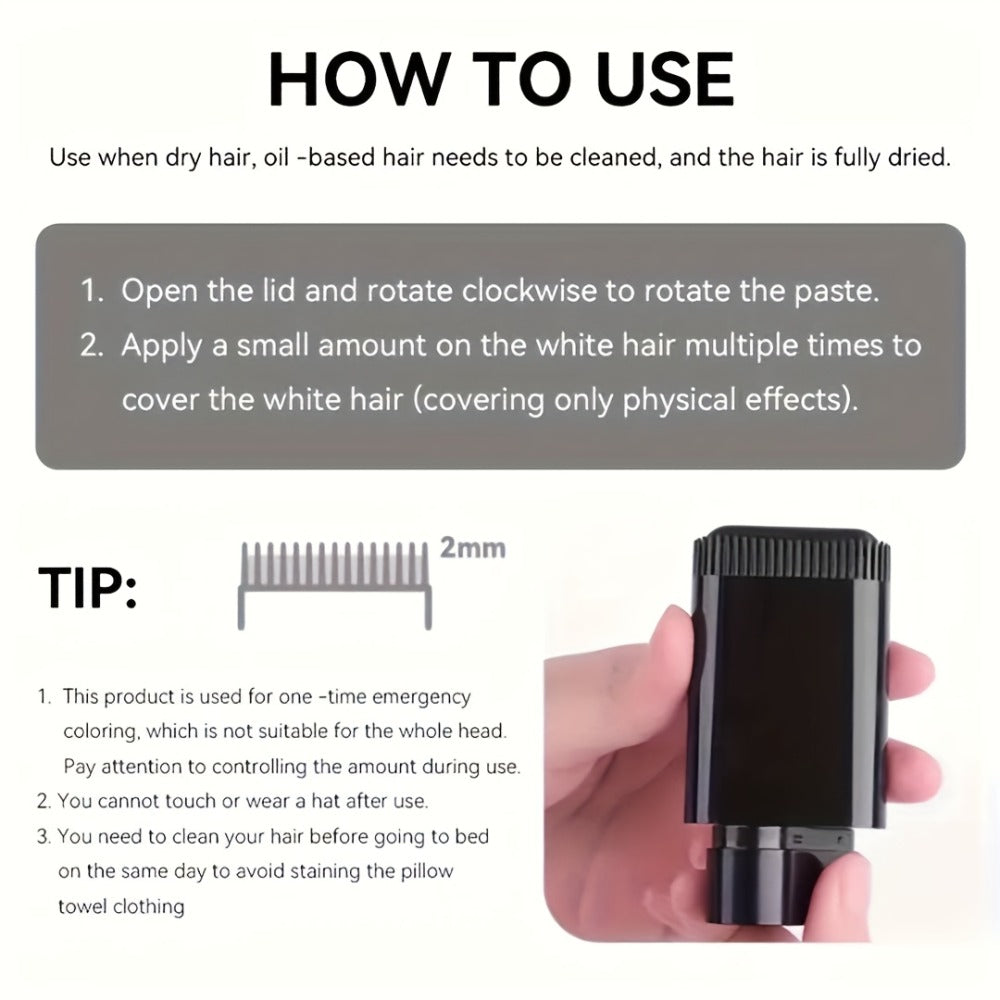 Portable Gray Root Cover Stick 2pcs, Disposable Hair Root Touch-Up with Plant-Based Squalane, Instant Gray Coverage — image 1