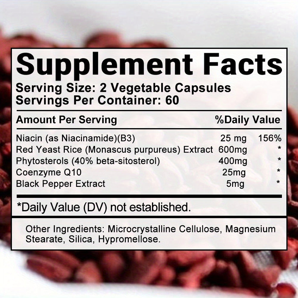 Herbal Supplement with Bcuelov Label, Phytosterols CoQ10 and Red Yeast Rice Capsules, 120 Count — image 2
