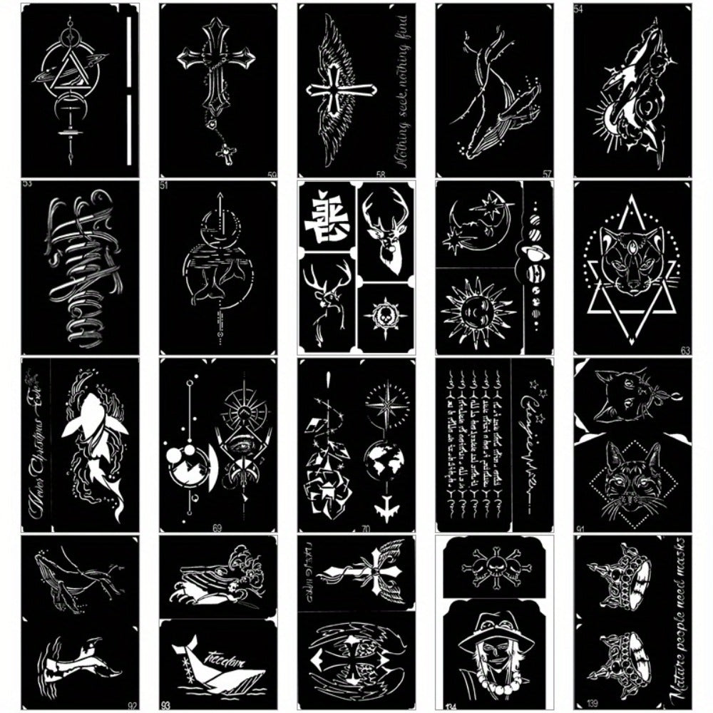 Twenty-Piece A5-Labeled Tattoo Stencil Kit002 with Animal, Symbol and Geometric Pattern Designs — image 13