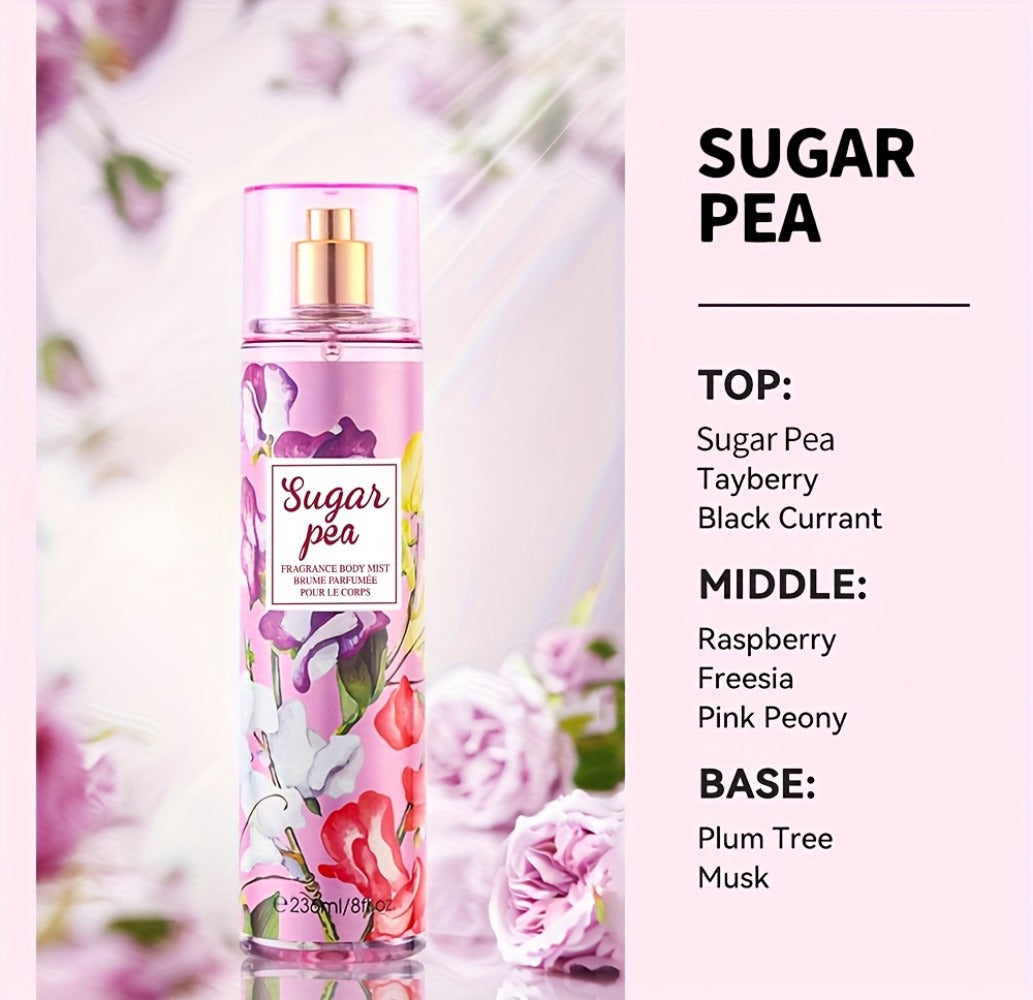 Body & Hair Fragrance Mist for Women 2PCS Set - Perfume Spray 8 fl oz, Fruity Floral Scents Peach Pear Cherry Blossom — image