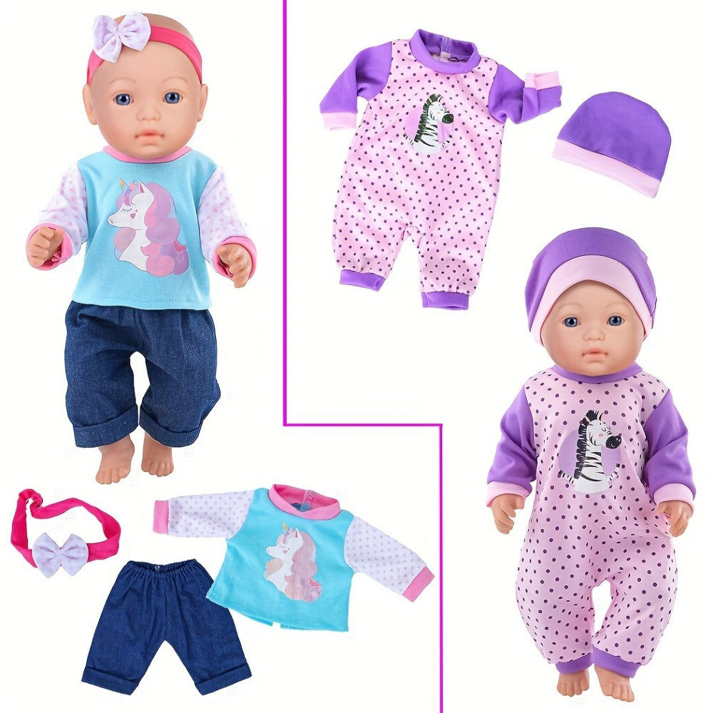 10-Outfit Doll Clothes Set for 14–16-Inch Newborn-Style Dolls with One-Pieces, Tops, Pants and Headwear — image 6