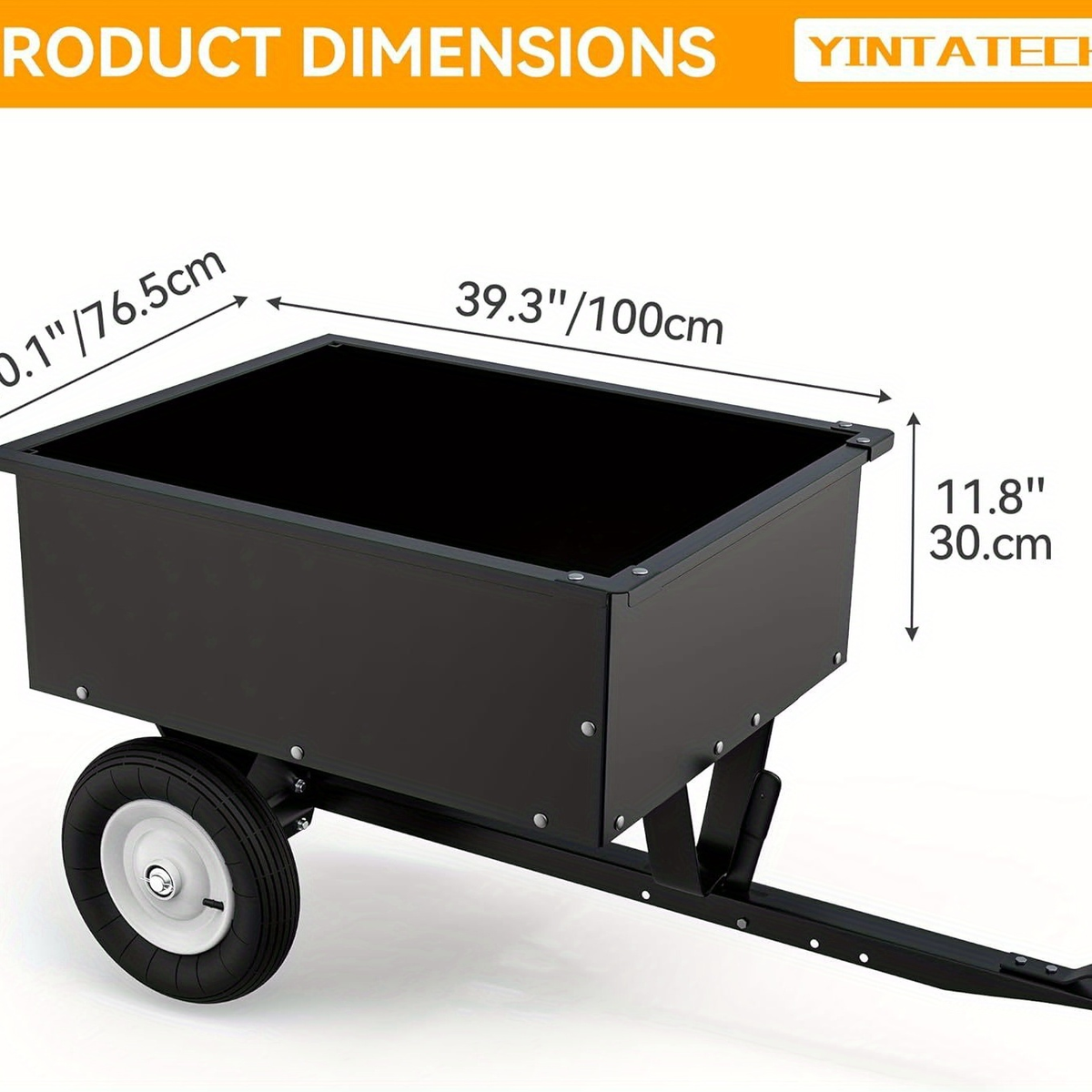 Dump Cart Steel Tow Behind for Lawn Mower ATV UTV, Garden Utility Trailer with Quick Release Pedal & Detachable Tailgate — im