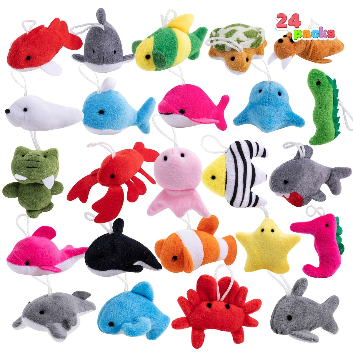 Twenty-Four Mini Sea-Animal Plush Keychains in Assorted Fish, Shark, Whale and Crab Designs — image 11