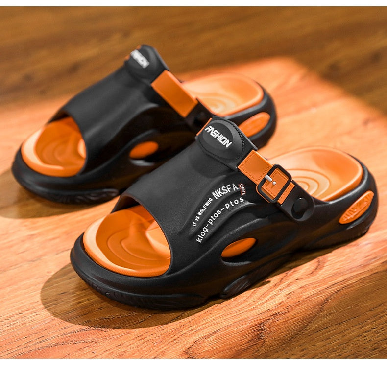 Mens Summer Outdoor Slippers With A Non-slip Step-on-poop Feel