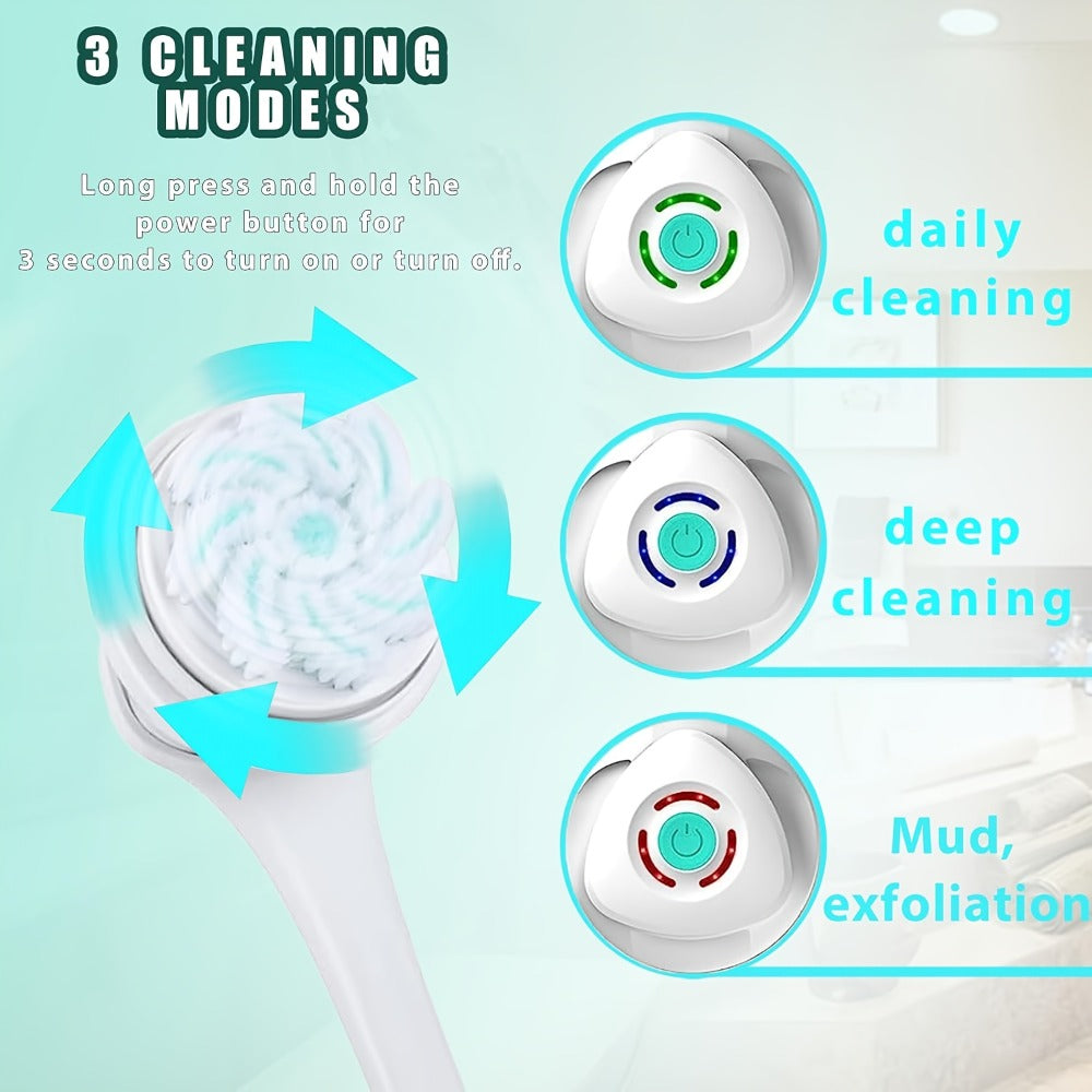 Electric Body Scrubber 6-in-1 Rechargeable Shower Brush - Vibrating Exfoliating Brush with Long Handle — image 4