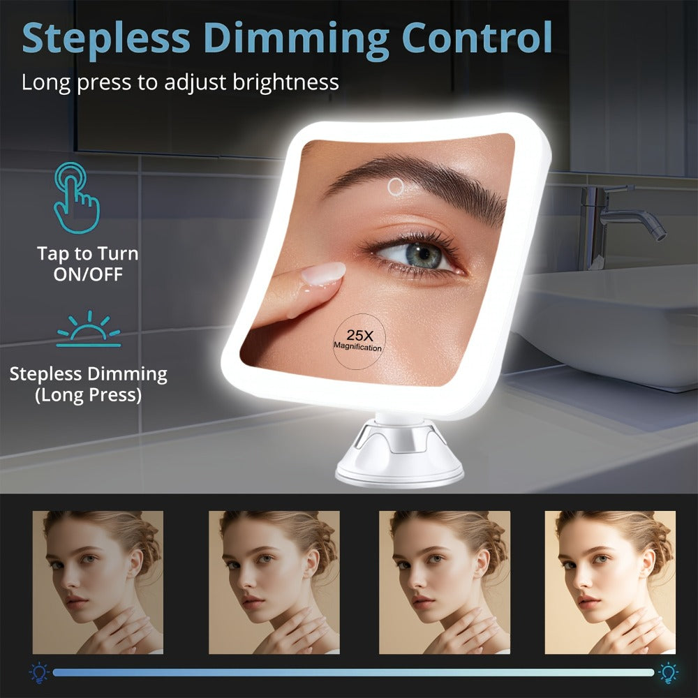 25X Magnifying Mirror with LED Light Suction Cup Mount, for Makeup, Travel and Everyday Vanity Use — image 5